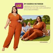 LIA ROSA Plus Size Jumpsuits - 駝色 - 查看 7