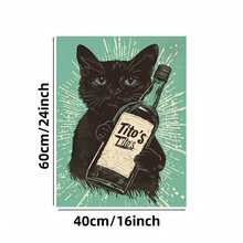 Framed 1pc Minimalist Black Cat With Tito'S Vodka Bottle Wall Art - Retro Comic Style Poster For Living Room, Bedroom, Home Office - Indoor & Outdoor Decor, Framed Plastic Print, Cat Decor - 框架 - 查看 6