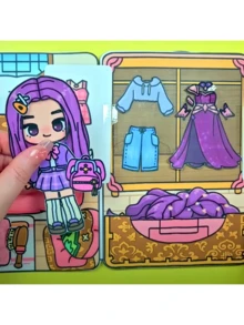 DIY露营车女孩安静书材料套装，儿童减压剪贴簿模拟家务手工套装，未完成品，需手工裁剪和组装 - 彩色 - 查看 10