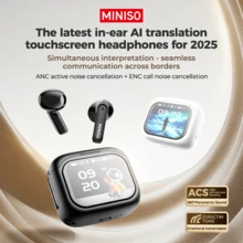 HTC 1个 MS103新款无线AI翻译耳机，支持134种语言实时翻译，配备高清触摸屏、超长续航、高清通话、降噪功能，USB Type-C充电，适合运动、旅行、学习和户外活动，是理想的圣诞节/情人节礼物。 - 黑色 - 查看 2