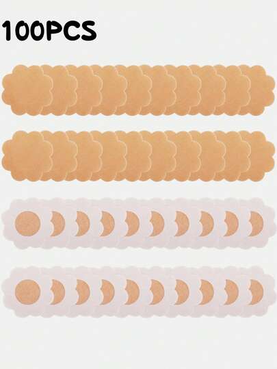 100PCS Disposable Flower-Shaped Nipple Covers, Self-Adhesive Non-Woven Breathable Invisible, For Women's Bras & Lingerie Accessories