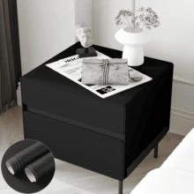 1卷纯色自粘乙烯基壁纸，可移除可剥离，接触纸，适用于现代橱柜、客厅、厨房、卧室装饰、家具翻新、秋季装饰 - 黑色 - 查看 8