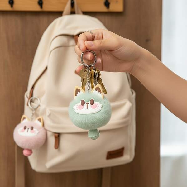 1pc/Random Style Cute Bell Lucky Cat Ornament, With Both Keychain And Bag Charm Functions, Adorable Shape Suitable For Daily Matching, Can Be Used As A Christmas Party Gift For Girlfriends, Auspicious In Meaning And Strong In Practicality, Ideal For Daily Key Storage, Bag Decoration And Holiday Gifts, Meeting The Needs Of Girlish Accessories And Gifting