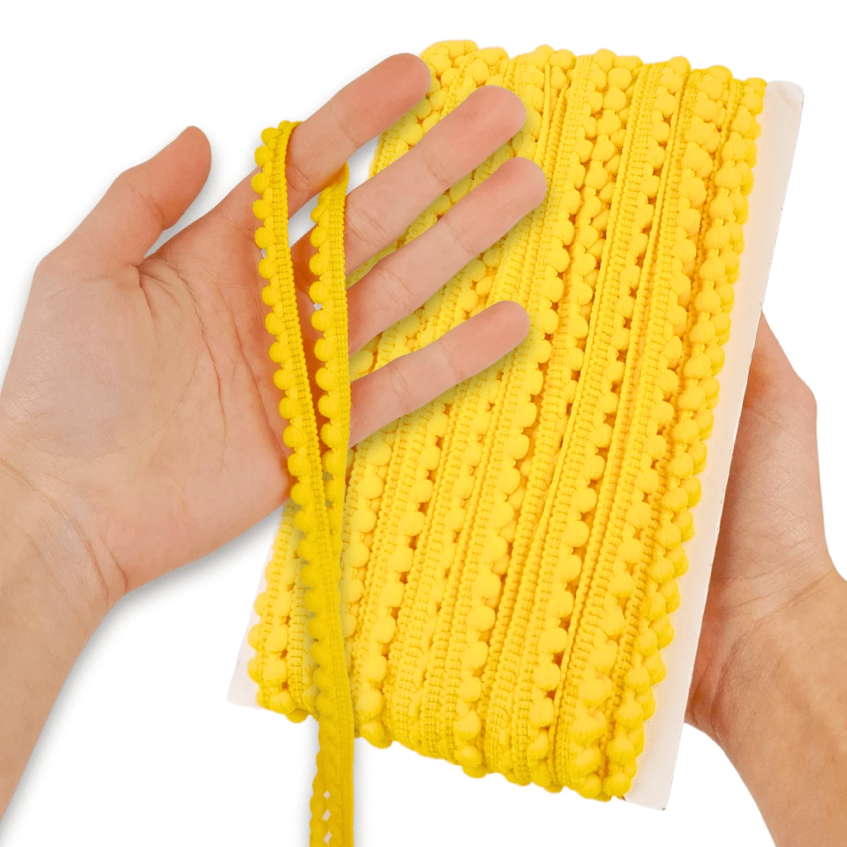 NYBC 10mm Pom Pom Ribbon (25 Meters) | For Use In Costumes, Headbands, And Clothing. - Golden Yellow - 110 - View 1