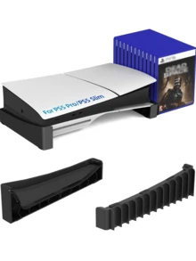 Giá đỡ nằm ngang cho máy chơi game P5 Slim & Pro, 12 khe đựng đĩa, đế chống trượt ABS, giá đựng đĩa và game kỹ thuật số tiết kiệm không gian, hỗ trợ tản nhiệt ổn định cho dàn máy chơi game. - Nhiều màu - Xem 12