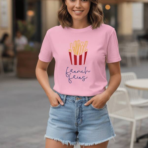 Camiseta Feminina French Fries Batata Frita Camisa Vintage Cool 100% Algodão