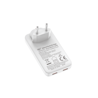 Ultra-schlankes 45W Schnellladegerät, Europäischer Reiseadapter-Stecker, USB-C und USB-C Dual-Port Ladegerät, Europäische C-Typ Steckdose für iPhone 11/12/13/14 15 Pro/Max und Galaxy Modelle, Laptops, Galaxy, Handys, Kamera-Ladegeräte und mehr