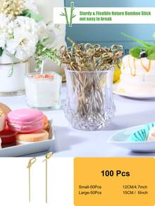 50Pcs/150Pcs/250Pcs Appetizer & Bamboo Skewers, 6-Inch Fancy Toothpicks, 4.7-Inch Fruit Skewers, Hamburger & Salmon Tasting Bamboo Picks, Handmade Sticks, Appetizer Sticks, Long Decorative Toothpicks For Parties, Food & Beverage Fancy Bamboo Skewers, Party, Birthday Decoration, For Outdoor, Camping - Olive Green - View 15
