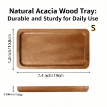 1pc Rectangular Multifunctional Wooden Food Tray, High-Quality And Stylish, Snack Display Tray For Home Decor, Suitable For Snacks, Bread, Cake, Desserts, Beverages, Coffee, Perfume, Candles, Kitchen Supplies, All Seasons - Brown - View 6