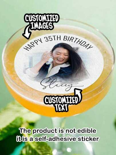 Customized Edible Water-Soluble Paper, Birthday Cake Pattern Water-Soluble Paper, Water Cup Decoration, Cocktail Decoration, Coffee Water-Soluble Paper Decoration, Beverage Water-Soluble Paper Decoration, Suitable For Parties, Banquets, Birthday Gatherings, Business Receptions