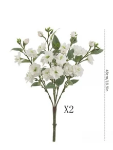 半束仿真玫瑰花束，88厘米，花朵逼真，可弯曲且不褪色 - 适用于婚礼装饰、情人节装饰、生日装饰、周年纪念装饰、家居装饰、桌面装饰、卧室和浴室装饰、书桌装饰、房间装饰、秋季装饰、秋季花卉装饰、盆栽植物装饰、毕业礼物 - 白色 - 查看 11
