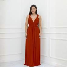 Long Dress Multi-Shapes Tie Bridesmaid Wedding Bride Graduation Various Shapes Feminine Party Glamour - 亮橙色 - 查看 1
