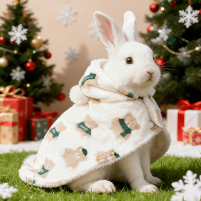 1 قطعة معطف بطبعة كرتونية مبطن بالفليس سميك للحيوانات الأليفة للخريف/الشتاء، معطف أرنب/قطة/كلب، بطانية نوم الاستخدام، مناسبة للحيوانات الأليفة الصغيرة مثل الأرانب والقطط والكلاب