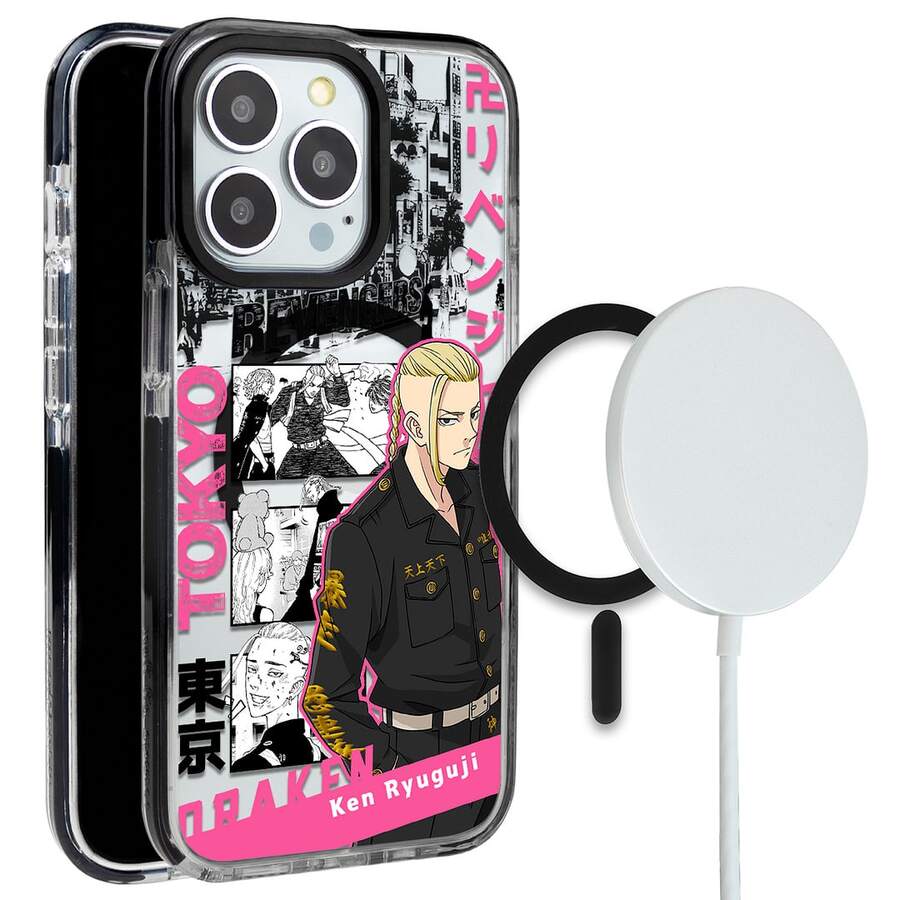 Funda Compatible con iPhóne Premium Macsafe Tokio Rebenyers Drekan Quen Ryuguyi Sub-comandante Tokio Manji Anime Manga Protector para Carcasa Anticaídas a Prueba De Golpes TPU. - Negro - Ver 1