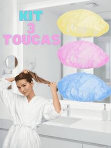 Set Of 3 Reusable Shower Caps – Waterproof Plastic With Elastic - Nhiều màu - Xem 1