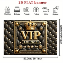 One 2d Flat Banner, Vip Lounge Background Flag, Polyester Fiber Photography 2d Flat Layout, Party Photo Background Tapestry, Indoor And Outdoor Decoration Banner, Studio Props, Festival And Birthday - Black - View 6