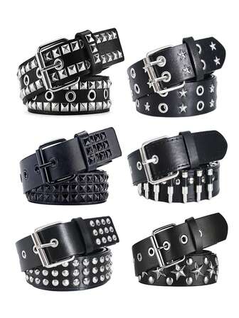 Retro Punk PU Leather Belt With Star Rivet Bullet Rivet Street Style Waist Belt Old Money Vintage Autumn/Fall Urban Outfit Classic Christmas Winter Fashion Daily Men Boyfriend Gift