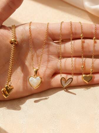 Collar con colgante de corazón de acero inoxidable elegante y de moda para mujer, adecuado para uso diario, regalo para seres queridos o bodas