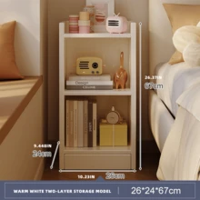 1pc Extremely Narrow Bedside Cabinet, Small Mini Nightstand, Modern Minimalist Bedroom Bedside Storage Shelf - White - View 9