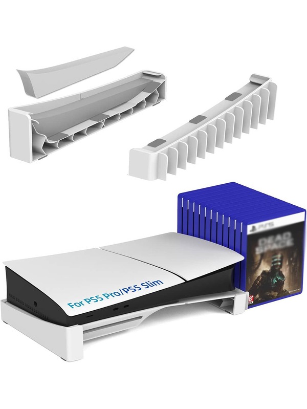 Zytrone Game Console Horizontal Stand Base With 12 Disc Storage Slots | Compatible With Slim And Pro Series Digital & Disc Consoles | Anti-Slip Stable Support Platform With Organizer Rack | Durable ABS Material, Space-Saving Cooling Base, Black | Video Game Accessories Holder For Home Entertainment Room & Gaming Setup | Ideal For Players Who Frequently Swap Discs And Play Games Quickly