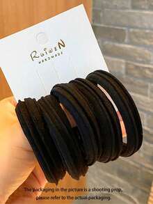 10pcs/Set Women's Multicolor Simple Hair Tie, High Elasticity, Seamless, No Damage To Hair, Used For Ponytails, Forest Headwear, Hair Accessories, Elastic Bands Casual Bow Hair Ties Ponytail Holders Hair Elastics Hair Rubber Bands Scrunchies Hair Rope, Hair Bobbles Head Accessories - Black - View 6