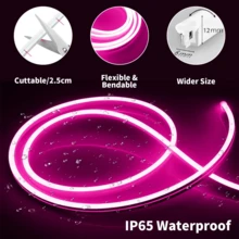 1 Piece 5 Meter Plastic LED Neon Lights Waterproof Strip LED Light For Room Home Party Decoration, Simple Neon LED Strip Light (With Charger) - Pink - View 4