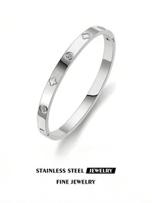 304不锈钢18k镀金真空电镀手链心形水钻四叶草女士饰品日常派对休闲优雅复古防水 - Quality - 查看 24