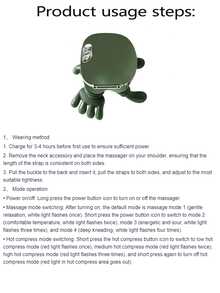 1pc Wireless Electric Neck & Shoulder Muscle Massager, Kneading Massage Shawl For Neck Relaxation - Green - View 8