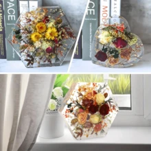 6Pcs Resin Molds Silicone, Epoxy Resin Casting Molds, Craft Silicone Molds For DIY Flower Preservation Bookends Art (Large, Hexagon+Heart+Square) - 環氧樹脂模具 - 查看 8