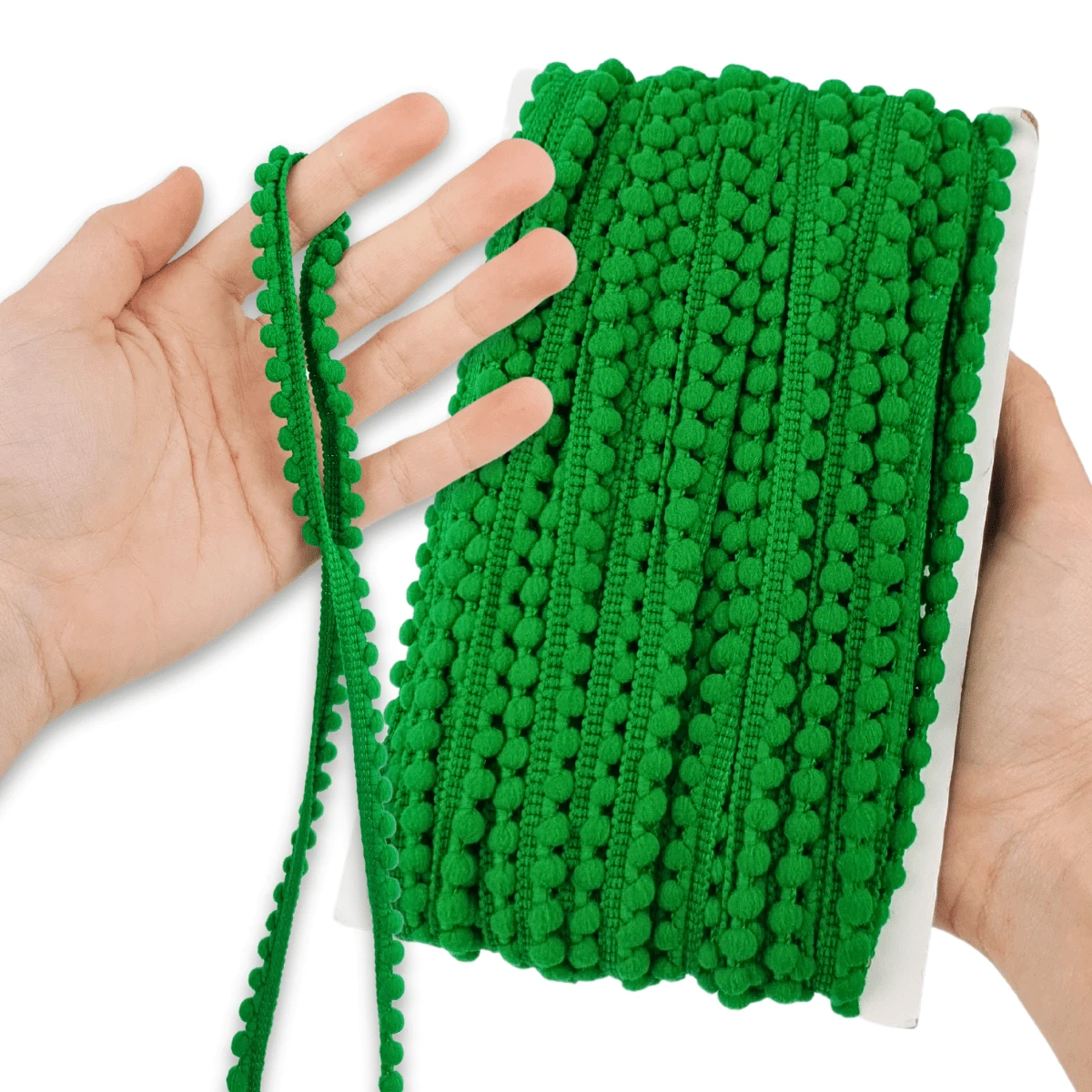 NYBC 10mm Pom Pom Ribbon (25 Meters) | For Use In Costumes, Headbands, And Clothing. - Green Flag - 540 - View 1
