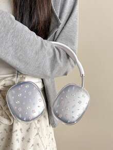 Flower 1 Pair Minimalist Floral Design Protective Case For Max Bluetooth Headphones, Full Coverage Soft Transparent Earcup Cover