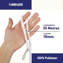 NYBC 10mm Pom Pom Ribbon (25 Meters) | For Use In Costumes, Headbands, And Clothing. - White - 101 - View 2