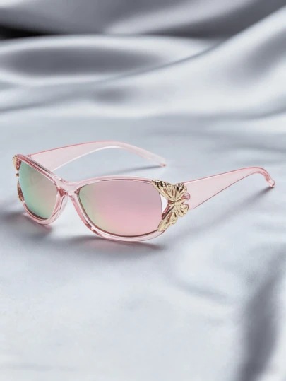 1副优雅蝴蝶装饰女士时尚眼镜，波西米亚风彩色镜片眼镜，街头风配饰眼镜，适合日常佩戴、摄影、购物、骑行、旅行、海滩、驾驶、街头、度假、户外活动