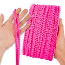 NYBC 10mm Pom Pom Ribbon (25 Meters) | For Use In Costumes, Headbands, And Clothing. - Rosa neón - 03 - Ver 1