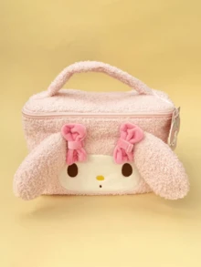 Sanrio Pink My Melody Plush 3D Cosmetic Bag, Cute Durable, Soft Fluffy, Large Capacity, Travel/Gym/School/Office Use, Teen Girls/Sanrio Fan Gift, Stylish Kawaii, Daily Must-Have - 粉紅色-My Melody - 查看 8
