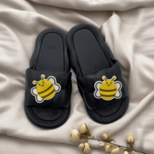 Women's Casual Flat Animal Print Beach & House Slippers - Black Petals [mi Bee] - View 6