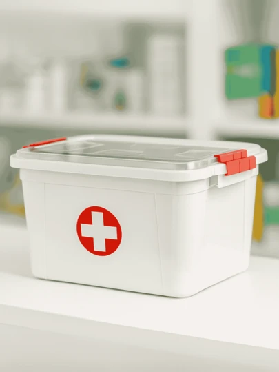 Caixa Primeiros Socorros 5L Grande com Tampa e Trava Resistente e Completa para Emergências