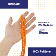 NYBC 10mm Pom Pom Ribbon (25 Meters) | For Use In Costumes, Headbands, And Clothing. - Orange - 523 - View 2