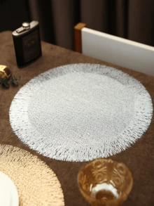 1/2/4/6pcs Gold Round Simple PVC Placemats, Washable, Easy To Clean, Wipe-Clean, Non-Slip, Holiday Wedding Party Dining Table Decor - Multicolor - View 2