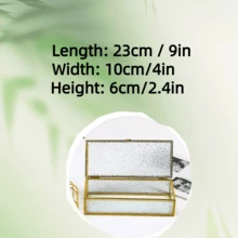 1pc Minimalist Glass Storage Box, Metal Frame, Transparent Desktop Organizer Box, Geometric Design - Multicolor - View 11