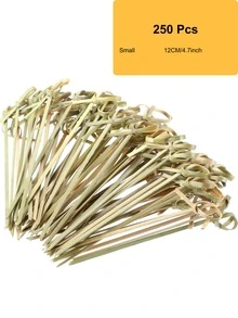 50Pcs/150Pcs/250Pcs Appetizer & Bamboo Skewers, 6-Inch Fancy Toothpicks, 4.7-Inch Fruit Skewers, Hamburger & Salmon Tasting Bamboo Picks, Handmade Sticks, Appetizer Sticks, Long Decorative Toothpicks For Parties, Food & Beverage Fancy Bamboo Skewers, Party, Birthday Decoration, For Outdoor, Camping - Olive Green - View 12