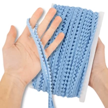 NYBC 10mm Pom Pom Ribbon (25 Meters) | For Use In Costumes, Headbands, And Clothing. - Hortensia azul - 182 - Ver 1