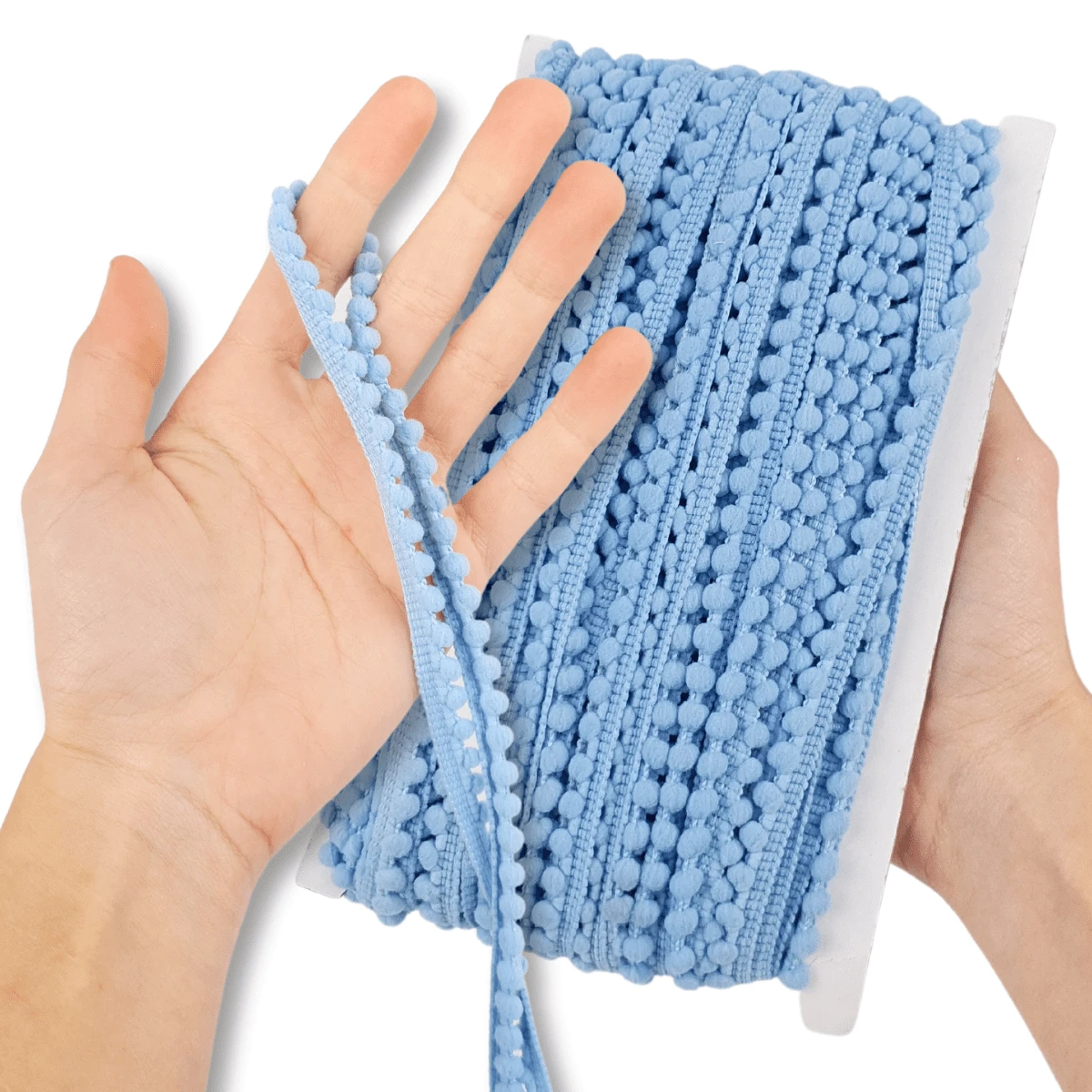 NYBC 10mm Pom Pom Ribbon (25 Meters) | For Use In Costumes, Headbands, And Clothing. - Hortensia azul - 182 - Ver 1
