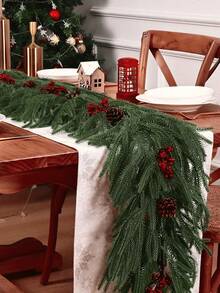 1 件圣诞人造植物花环藤蔓，家居装饰豪华假松藤挂饰客厅室内，场景装饰，节日装饰，房间装饰，家居装饰，办公室装饰，主题派对装饰，圣诞装饰，餐桌中心装饰 - 彩色 - 查看 14