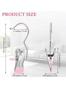 10 chiếc kẹp quần áo bằng thép không gỉ chất lượng cao, giá treo quần áo bằng kim loại có thể điều chỉnh kèm kẹp, kẹp giặt đồ có móc, kẹp treo quần áo di động dùng cho quần áo, quần tây, váy, trang trí, phong cách mùa xuân, tối giản, áo mùa hè. - Nhiều màu - Xem 4