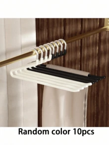1/2/5/10/30pcs Stylish Modern Minimalist Black & Beige Swan-Shaped Non-Slip Pants Hangers Perfect For Effortless Clothes Organization, Ideal For Chic Home Decor, Closet Makeover, And Fashion-Forward Storage Solutions, Enhance Your Wardrobe Aesthetics And Maximize Space Efficiency With And Functional Hangers For Every Season And Occasion - Multicolor - View 10