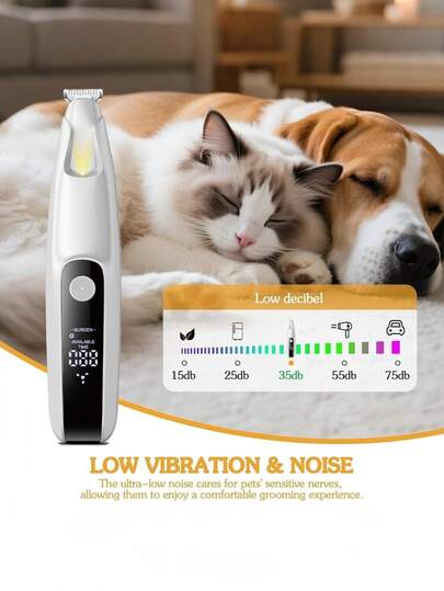 1pc Pet Electric Shaver, One-Click On/Off, Suitable For Dogs & Cats, 18mm Wide Blade, R-Shaped Blade Shaves Without Skin Irritation, Bright LED Light Illuminates Paw Pads, Easy Cleaning, USB Fast Charging, Multi-Purpose, Supports Trimming Multiple Areas, Low Vibration Quiet Motor, Pets Feel More Comfortable