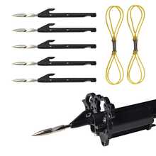 1 Set Of High-Quality, Thickened Stainless Steel Harpoon For Outdoor Fishing, Includes Two Rubber Bands, Outdoor Fishing Tools. - Black - View 1