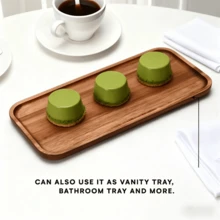 1pc Rectangular Multifunctional Wooden Food Tray, High-Quality And Stylish, Snack Display Tray For Home Decor, Suitable For Snacks, Bread, Cake, Desserts, Beverages, Coffee, Perfume, Candles, Kitchen Supplies, All Seasons - Brown - View 10