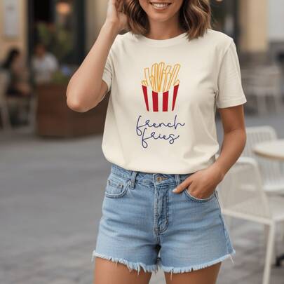Camiseta Feminina French Fries Batata Frita Camisa Vintage Cool 100% Algodão